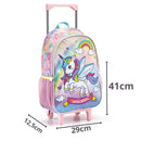 Kit Mochila de Carrinho Unicórnio com Asas Infantil Estojo Simples Escolar Feminino Rainbow Seanite Megalomania