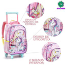 Kit Mochila de Carrinho Mala Bolsa Infantil Unicórnio Lancheira Térmica Estojo com Dois Compartimentos Feminino Seanite Megalomania