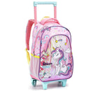 Kit Mochila de Carrinho Mala Bolsa Infantil Unicórnio Lancheira Térmica Estojo com Dois Compartimentos Feminino Seanite Megalomania