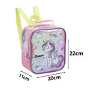 Kit Mochila de Carrinho Mala Bolsa Infantil Unicórnio Lancheira Térmica Estojo com Dois Compartimentos Feminino Seanite Megalomania