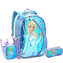 Kit Mochila de Costas Infantil Princesa do Gelo Frozen Mala Bolsa Lancheira Térmica Estojo com Dois Compartimentos Escolar Seanite Megalomania