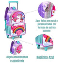 Kit Mochila de Carrinho Unicórnio Bolsa Lancheira Térmica Escolar Feminino Seanite Megalomania