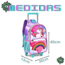 Kit Mochila de Carrinho Unicórnio Bolsa Lancheira Térmica Escolar Feminino Seanite Megalomania