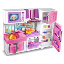 Brinquedo Kit Cozinha Completa Infantil Coleção Max Collection Premium Meninas Fashion Com Fogão Geladeira Microondas Torneira Sai Àgua Lua de Cristal Megalomania