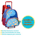 Mochila de Carrinho Mala Bolsa Dinossauro Verde Azul Infantil Masculino Clio Megalomania