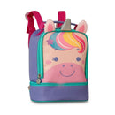 Kit Mochila de Carrinho Mala Bolsa Unicórnio Roxo Lancheira Térmica Duas Alças Lanchinho Escolar Feminino Meninas Clio Megalomania