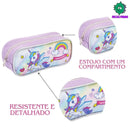 Kit Mochila de Carrinho Unicórnio com Asas Infantil Estojo Simples Escolar Feminino Rainbow Seanite Megalomania