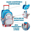 Kit Mochila de Costas de Carrinho Tubarão Lancheira Térmica Escolar Masculino Seanite Megalomania