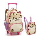 Kit Mochila de Carrinho Chita Bolsa Lancheira Térmica Escolar Feminino Seanite Megalomania
