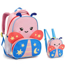 Kit Mochila de Carrinho de Costas Borboleta Infantil Lancheira Térmica Escolar Feminino Seanite Megalomania