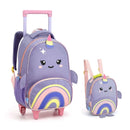 Kit Mochila de Carrinho Baleia Lancheira Térmica Escolar Feminino Lilás Seanite Megalomania