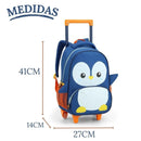 Kit Mochila de Carrinho Pinguim Lancheira Térmica Escolar Masculino Azul Seanite Megalomania