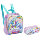 Kit Lancheira Bolsa Térmica Unicórnio com Asas Infantil Estojo Simples Escolar Rainbow Feminino Seanite Megalomania