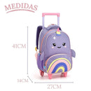 Kit Mochila de Carrinho Baleia Lancheira Térmica Escolar Feminino Lilás Seanite Megalomania