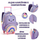 Kit Mochila de Carrinho Baleia Lancheira Térmica Escolar Feminino Lilás Seanite Megalomania