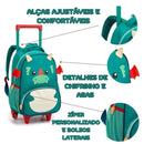 Kit Mochila de Carrinho Dragão Lancheira Térmica Escolar Masculino Verde Seanite Megalomania