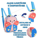 Kit Mochila de Carrinho de Costas Borboleta Infantil Lancheira Térmica Escolar Feminino Seanite Megalomania