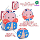 Kit Mochila de Carrinho de Costas Borboleta Infantil Lancheira Térmica Escolar Feminino Seanite Megalomania