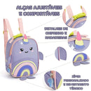Kit Mochila de Carrinho Baleia Lancheira Térmica Escolar Feminino Lilás Seanite Megalomania
