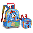 Kit Mochila de Carrinho Galinha Pintadinha Mala Bolsa Lancheira Térmica Duas Alças Infantil Escolar Clio Megalomania