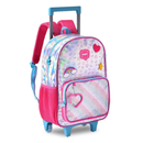 Kit Mochila de Carrinho Holográfica Mala Bolsa Lancheira Térmica Duas Alças Estojo Duplo Juvenil Meninas Escolar Clio Megalomania